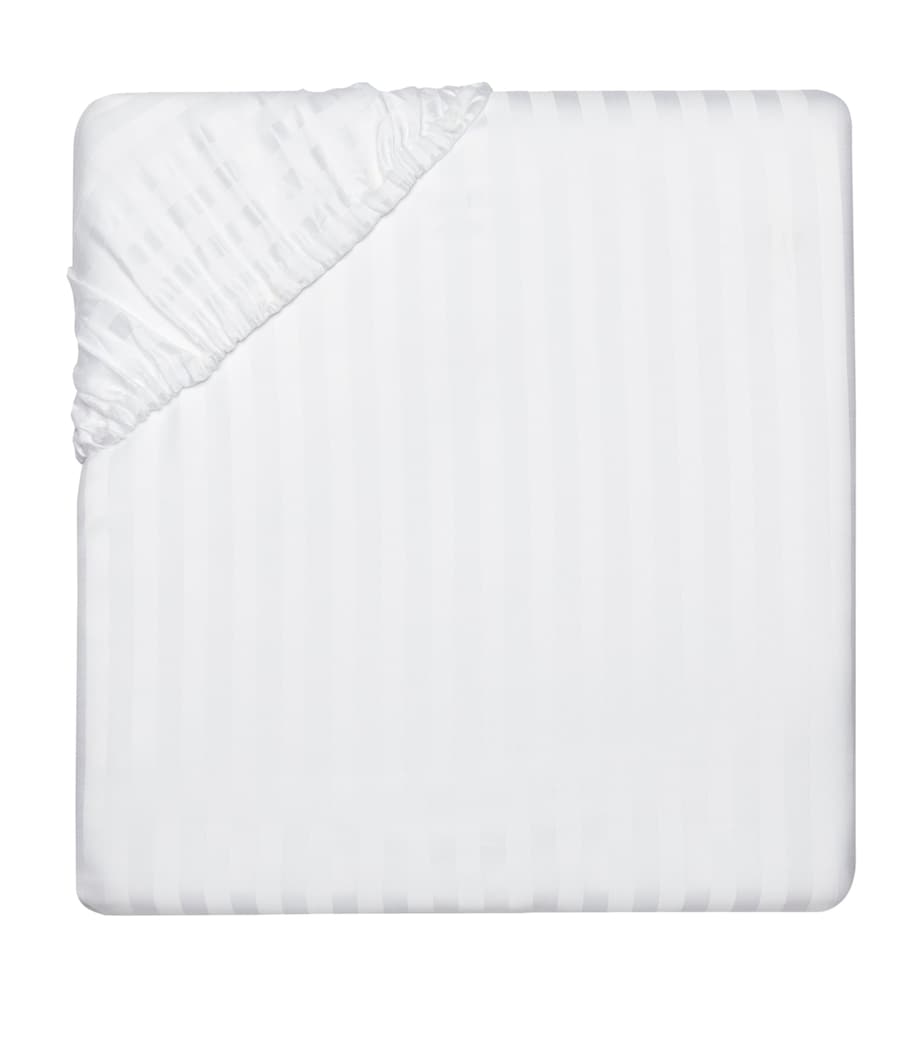 Raso Rigato Super King Fitted Sheet (180cm x 200cm) WHITE Image 1