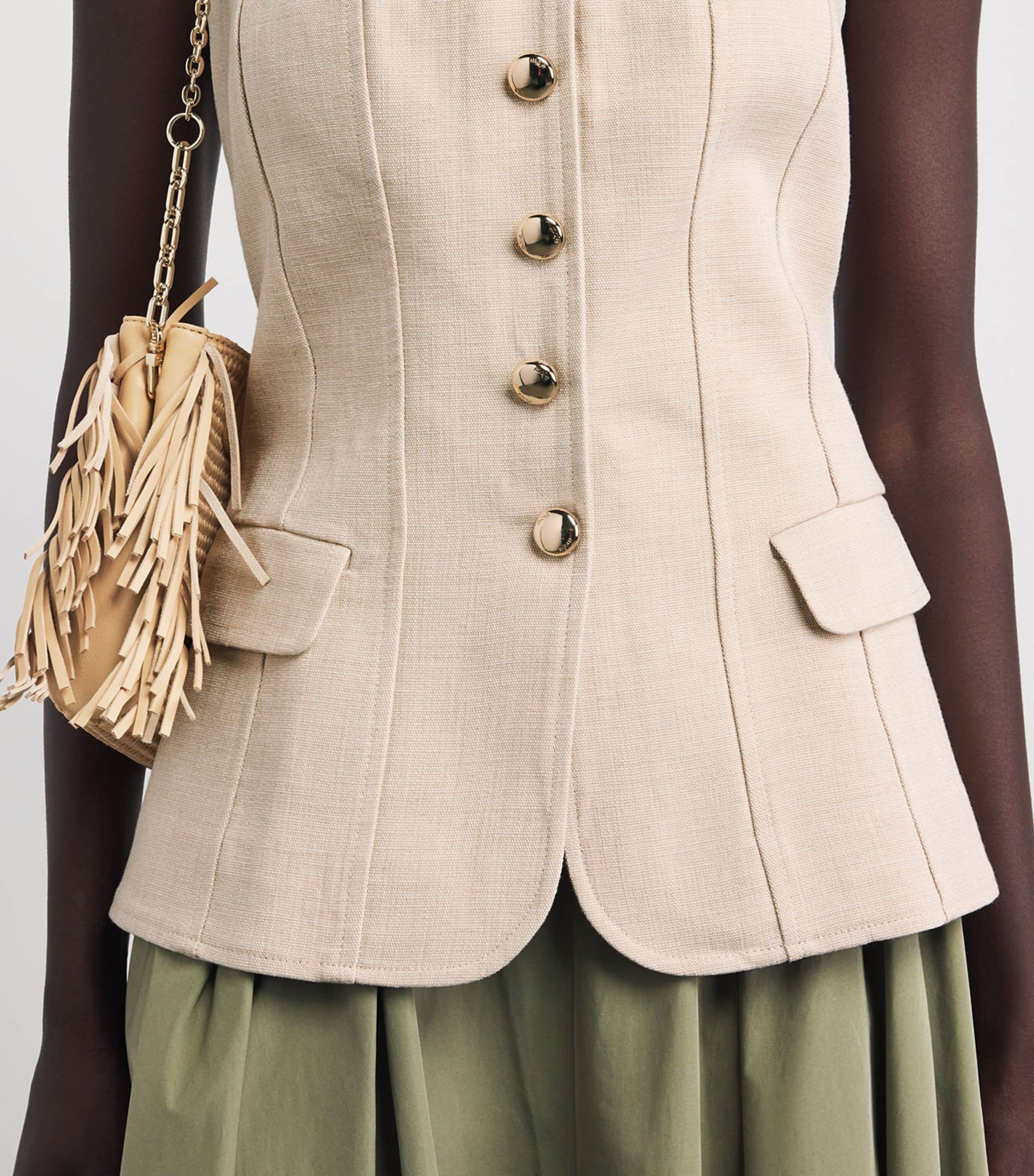 Maje Womens Tailored Bustier Top Beige Image 3