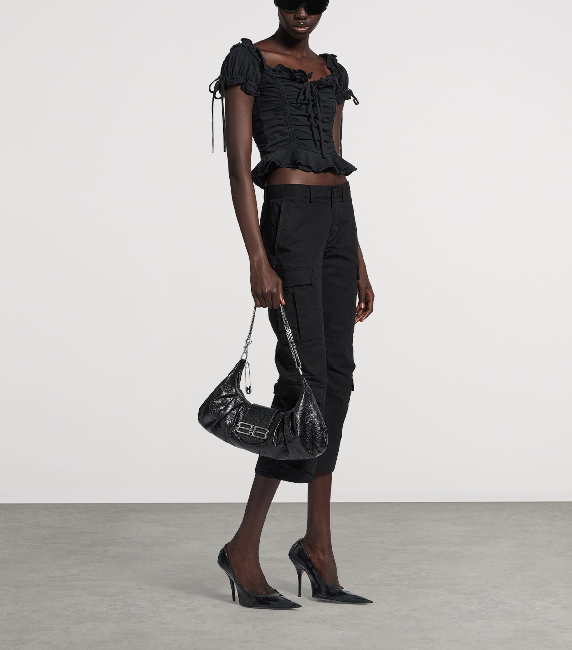 Cotton Gathered Crop Top 1041 Image 2