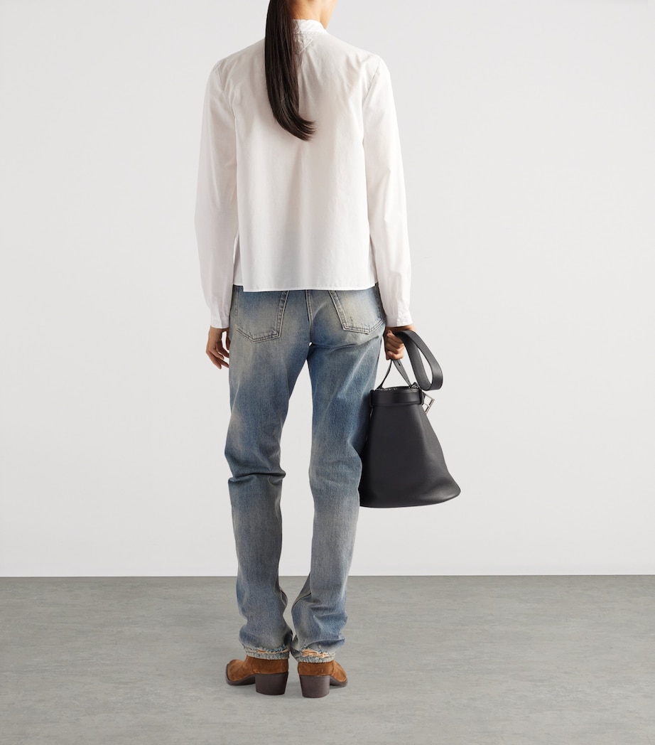 Prada Womens Distressed Low-Rise Straight Jeans Image 5