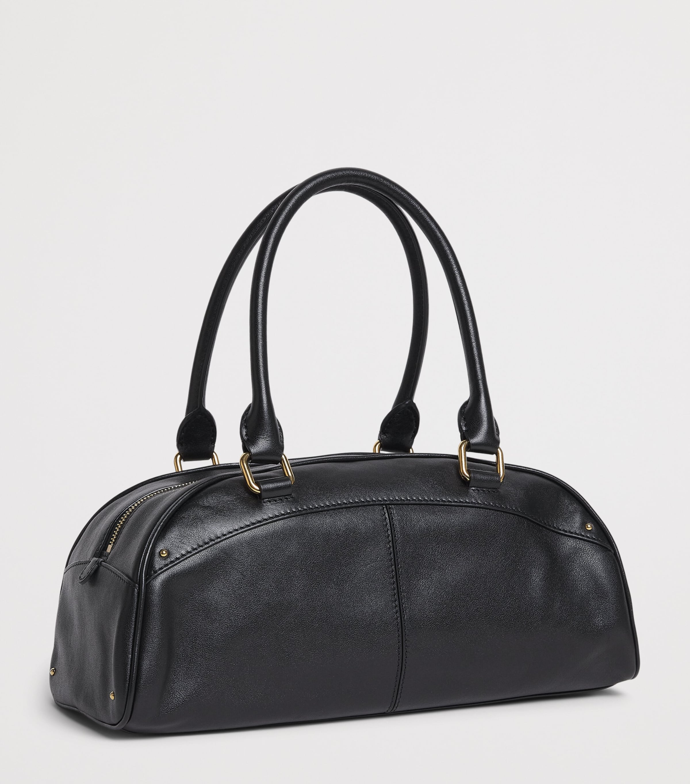 Leather Bowling Top-Handle Bag BLACK Image 2