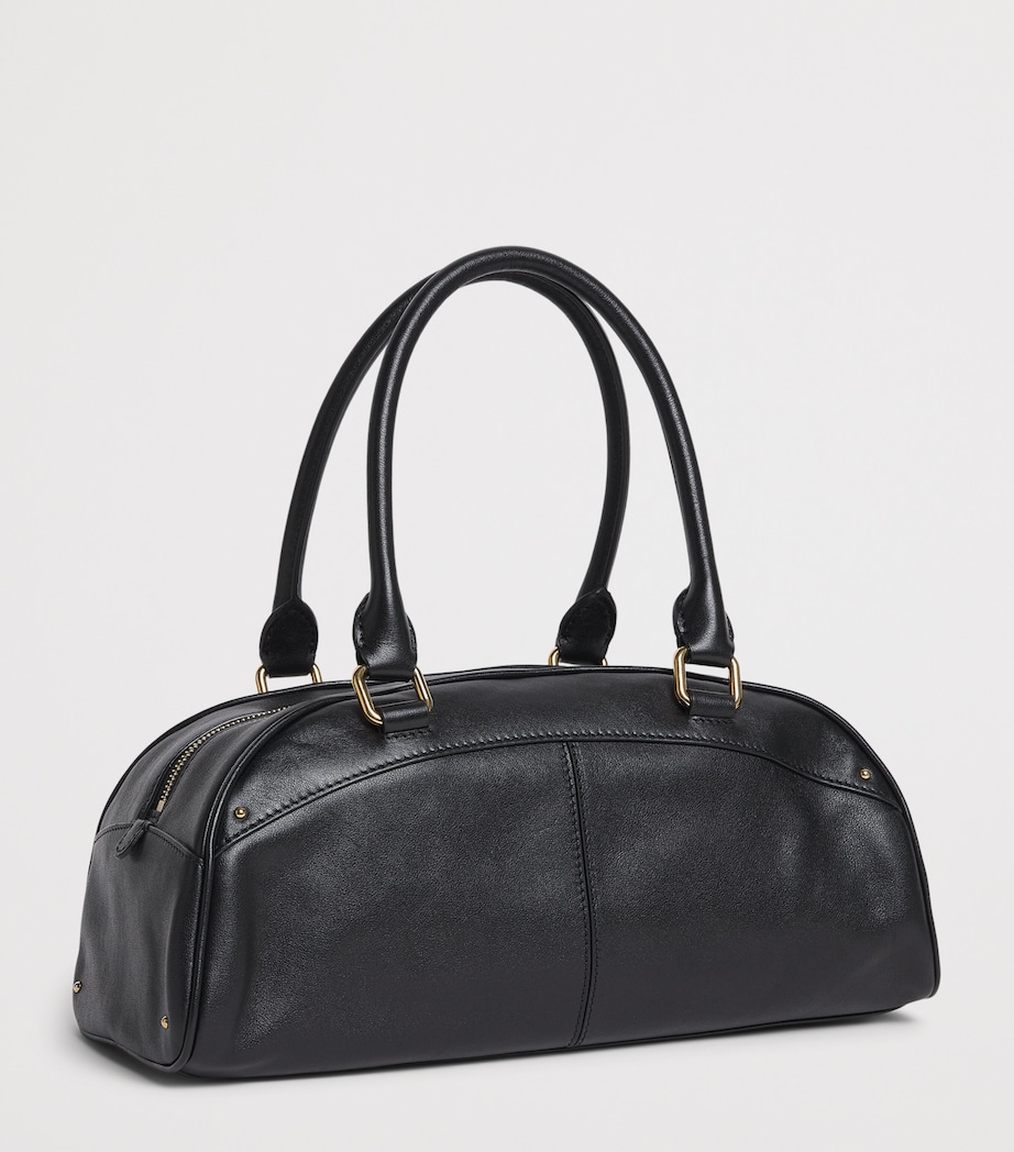 Leather Bowling Top-Handle Bag BLACK Image 2