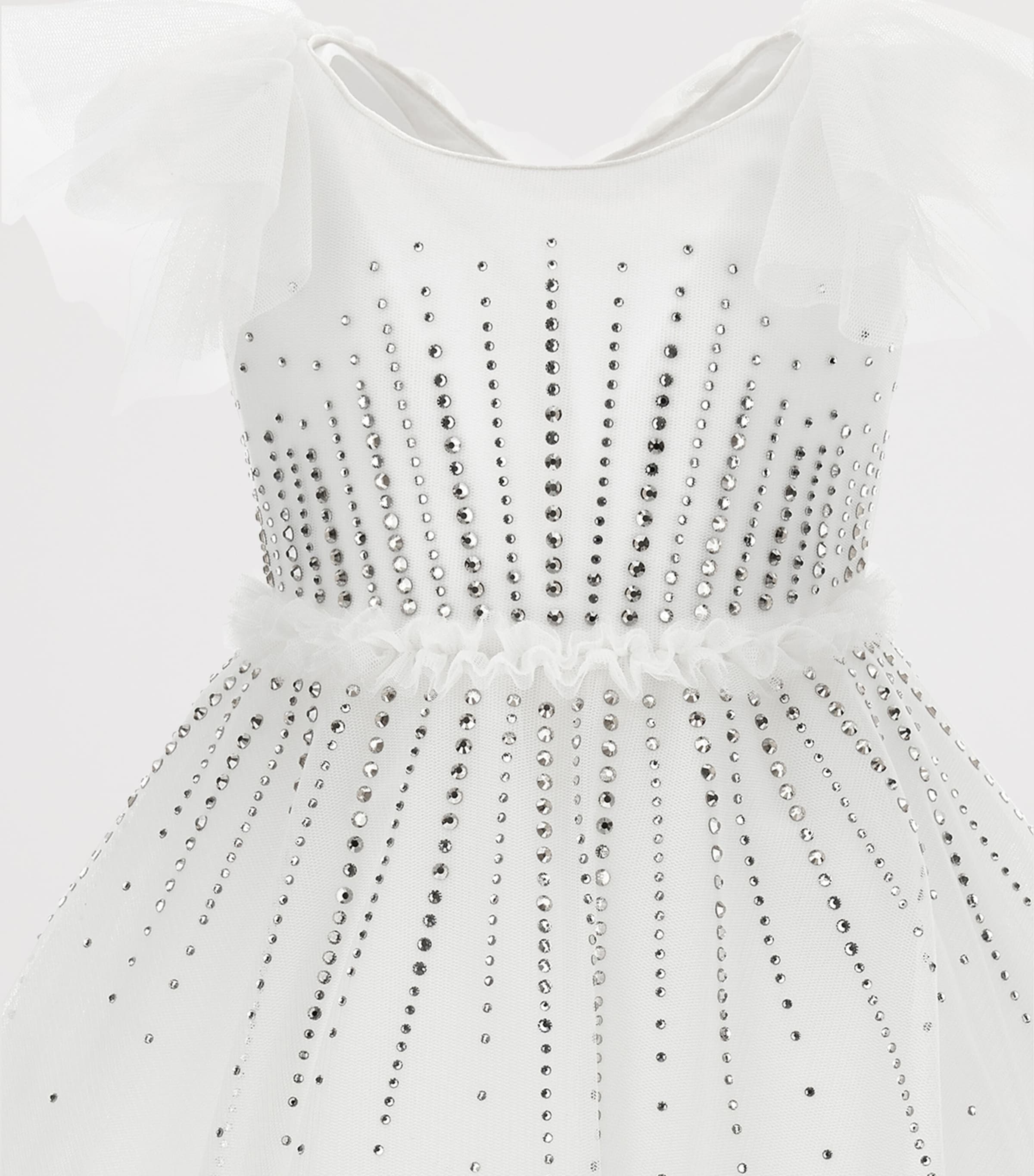 Monnalisa Tulle Embellished Dress In White