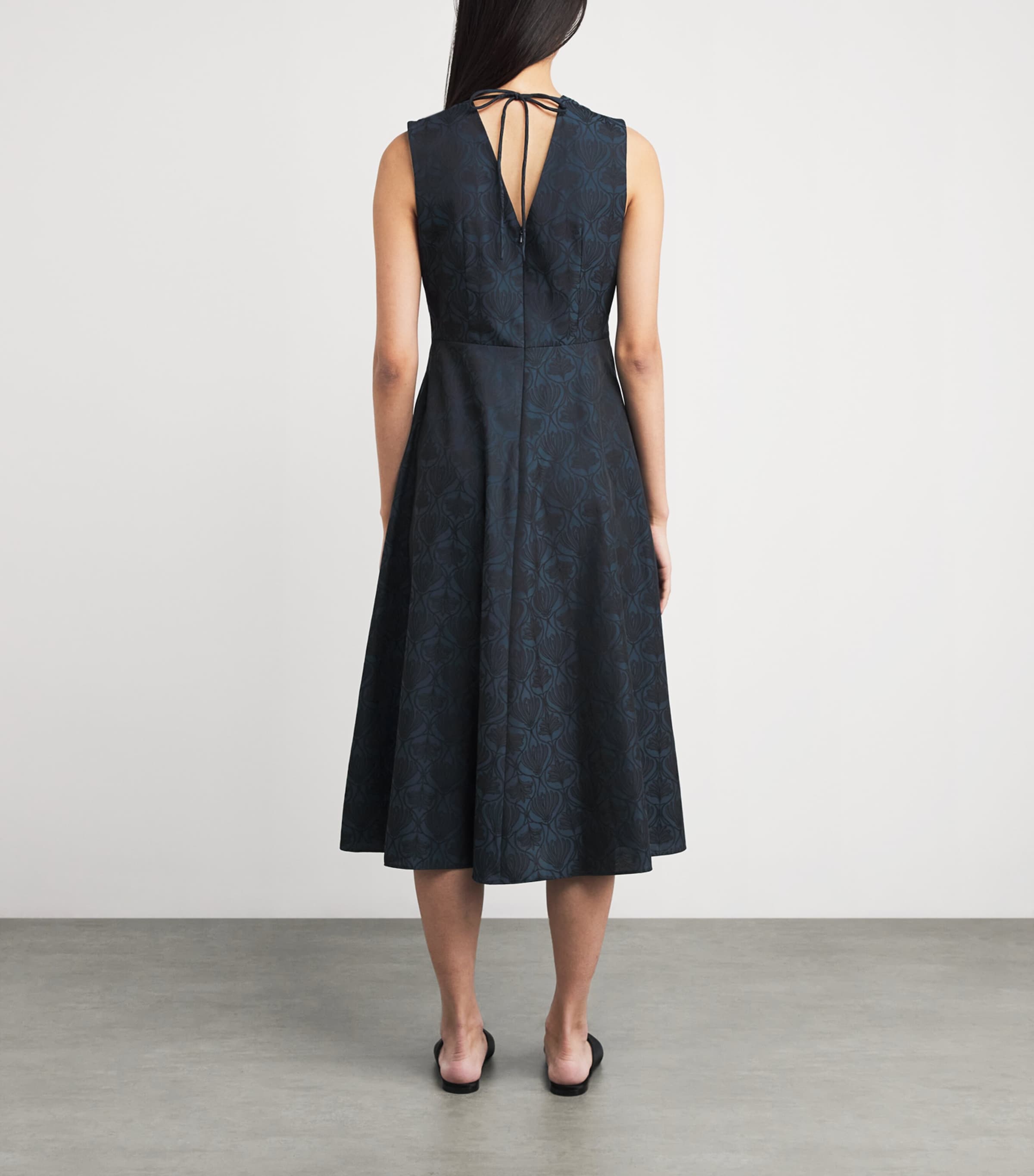 Crystal Brooch Jacquard Midi Dress MIDNIGHTBLUE Image 3
