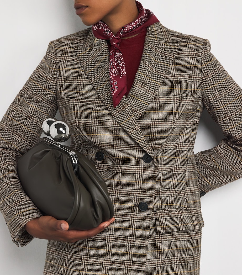 Wool Check Double-Breasted Blazer CHOCOLATE Image 6