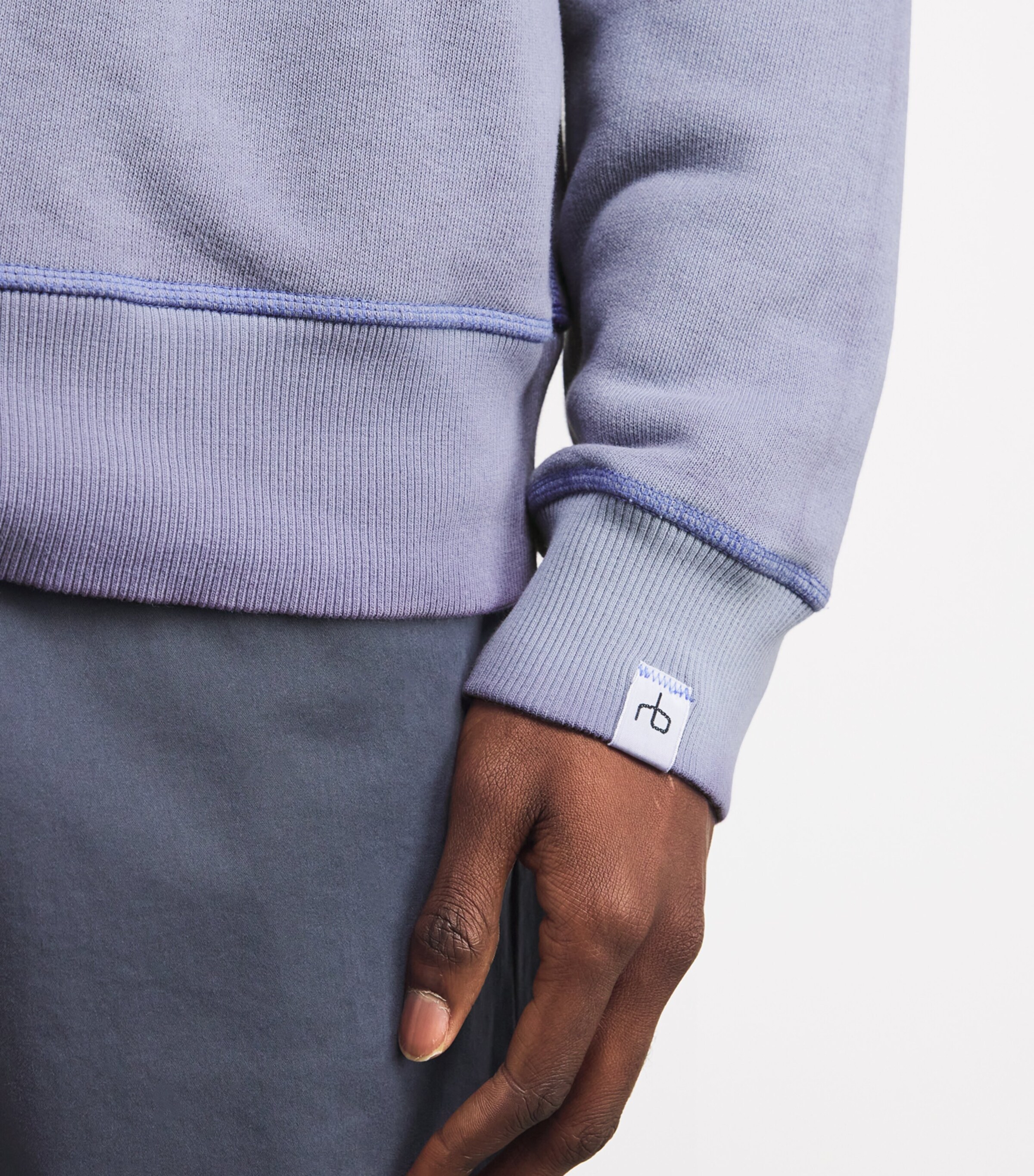 Rag & Bone Mens Cotton-Blend Washed Sweatshirt Heron Blue Image 6