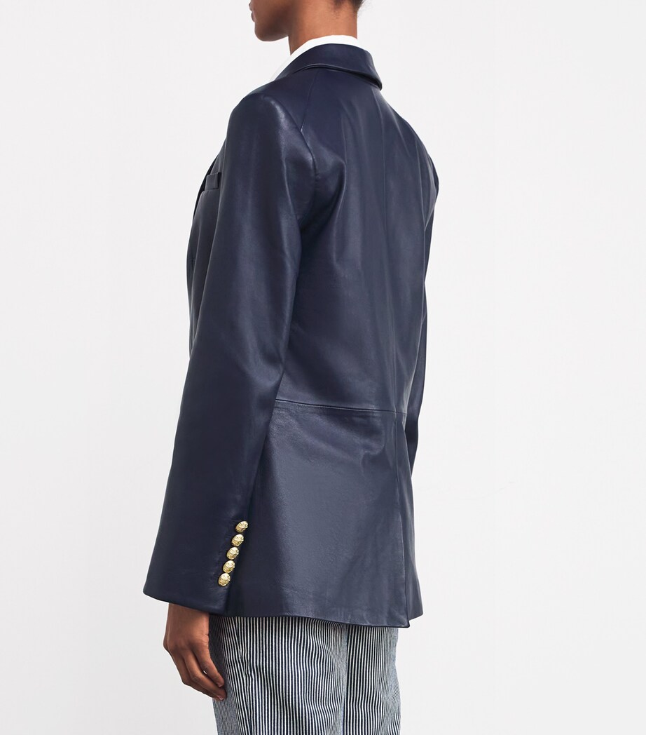 Veronica Beard Womens Lambskin Vega Dickey Blazer Navy Image 4