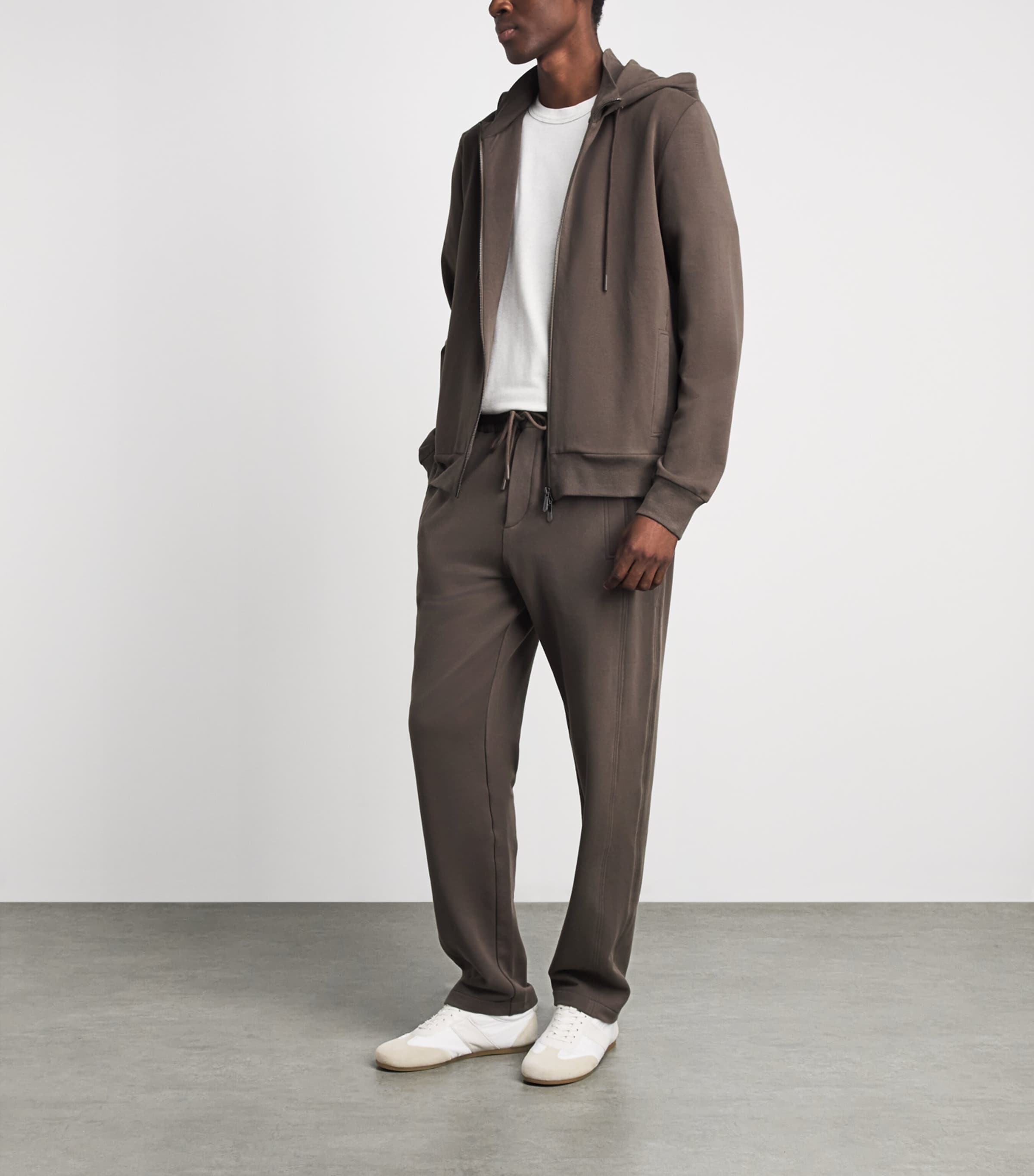 Zimmerli Mens Winter Lounge Zip-Up Hoodie Chesnut Image 2