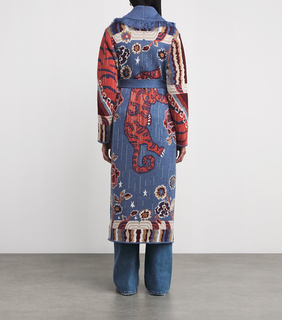 Merino Wool Jacquard Mick Coat TIBETAN TIGER NAVY Image 4