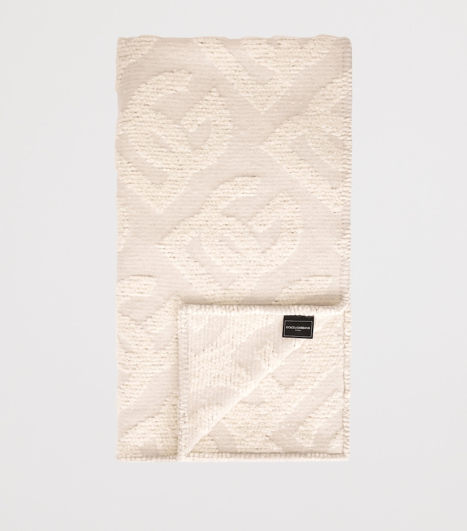 Wool-Cashmere-Silk Logo Throw (140cm x 180cm) U0060-GRIGIO CHIARO Image 2