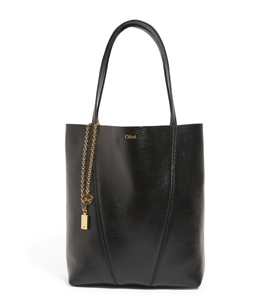 Medium Calfskin Spin Tote Bag BLACK Image 1