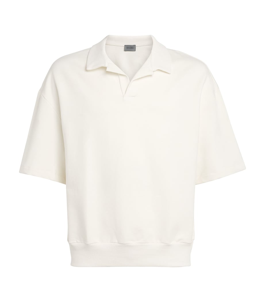 Hanro Mens Organic Cotton-Blend Polo Sweatshirt Misty White Image 1