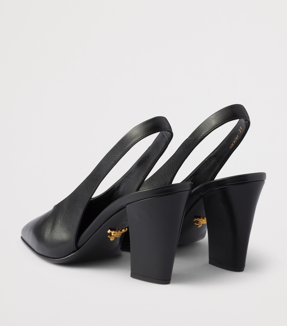 Prada Leather Slingback Pumps 85 Black Image 5