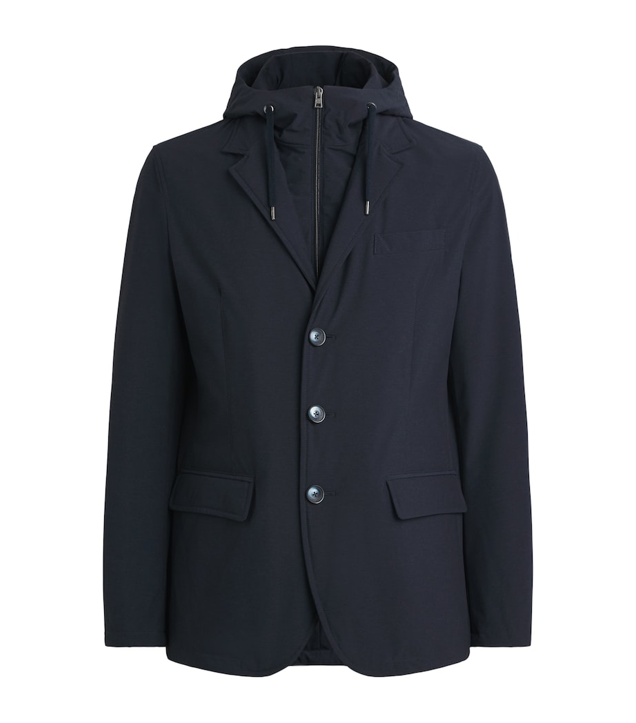 Herno Mens Hooded Jacket Blue Image 1