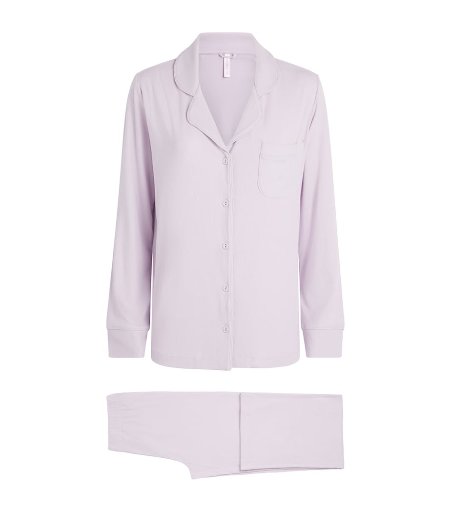 Skims Womens Soft Lounge Ribbed Pyjama Set Iris Mica Image 1