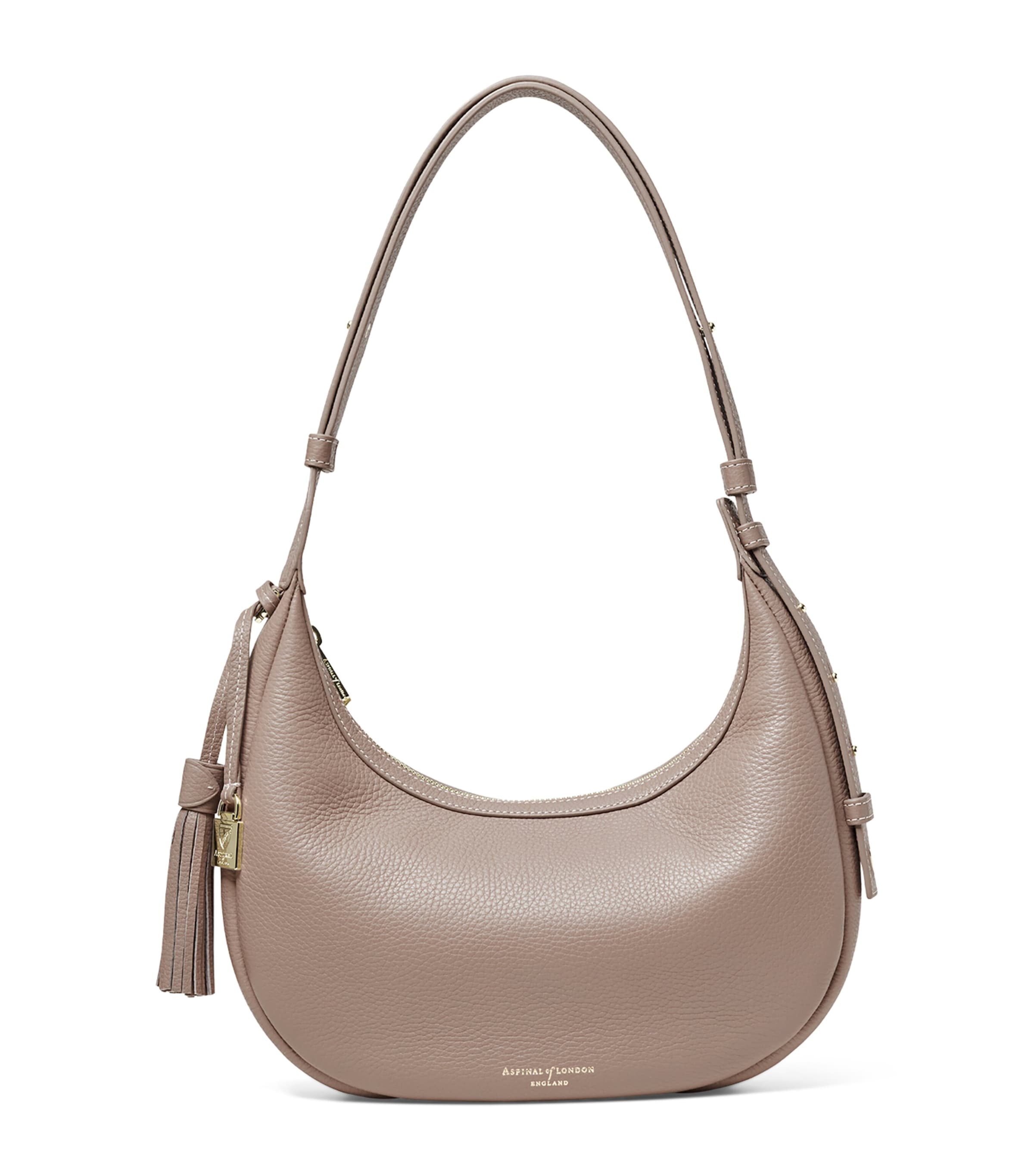 Aspinal Of London Small Leather Soho Crescent Shoulder Bag Moleskin Image 1