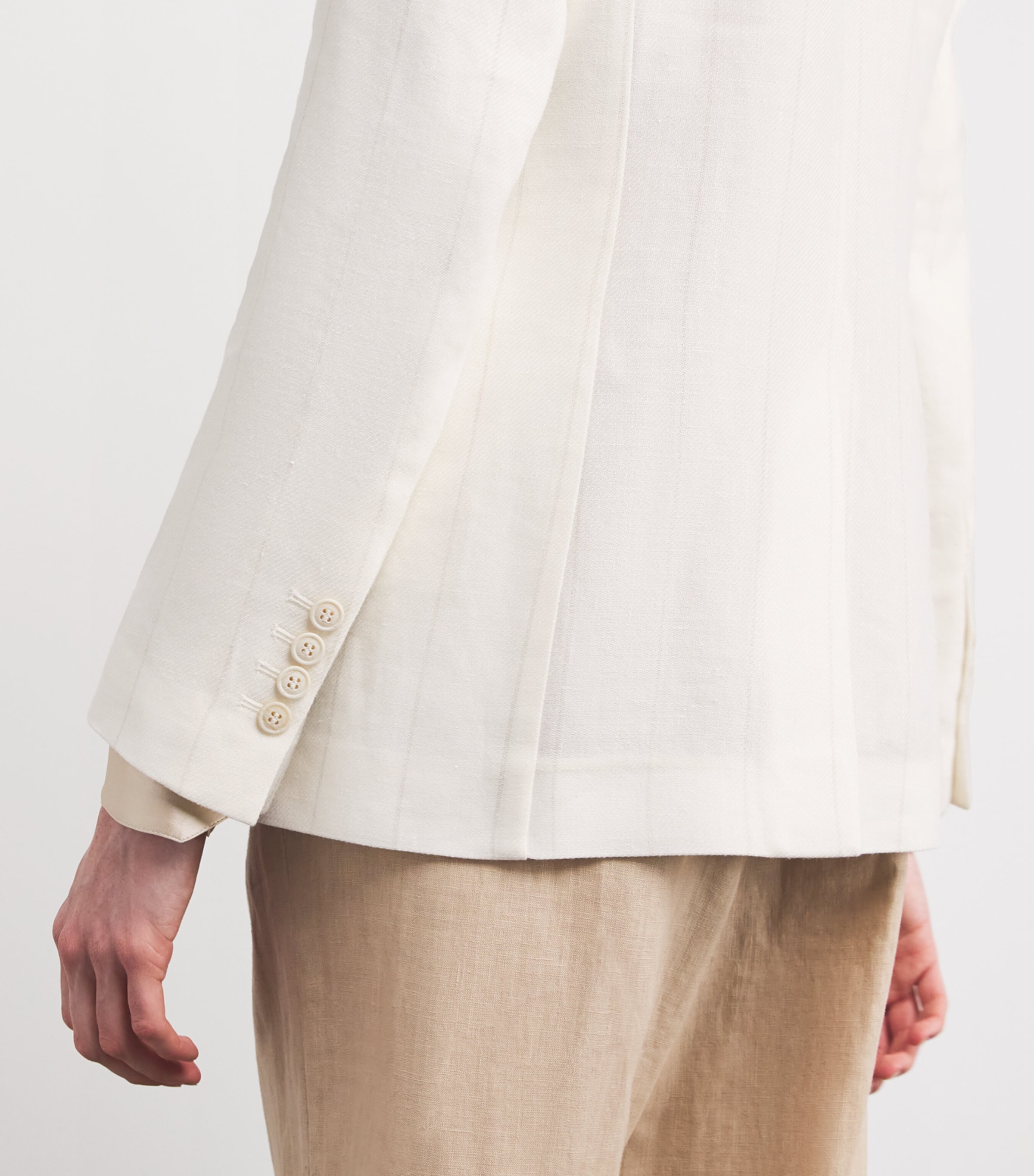 Linen-Wool Single-Button Blazer BIANCO Image 6