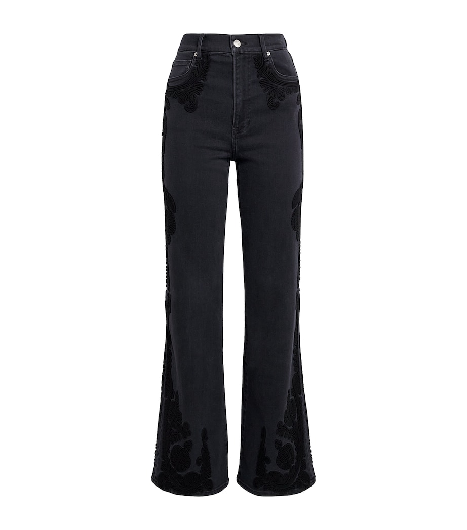 Embroidered Crosbie Slim Wide-Leg Jeans WA_ON WASHED ONYX Image 1