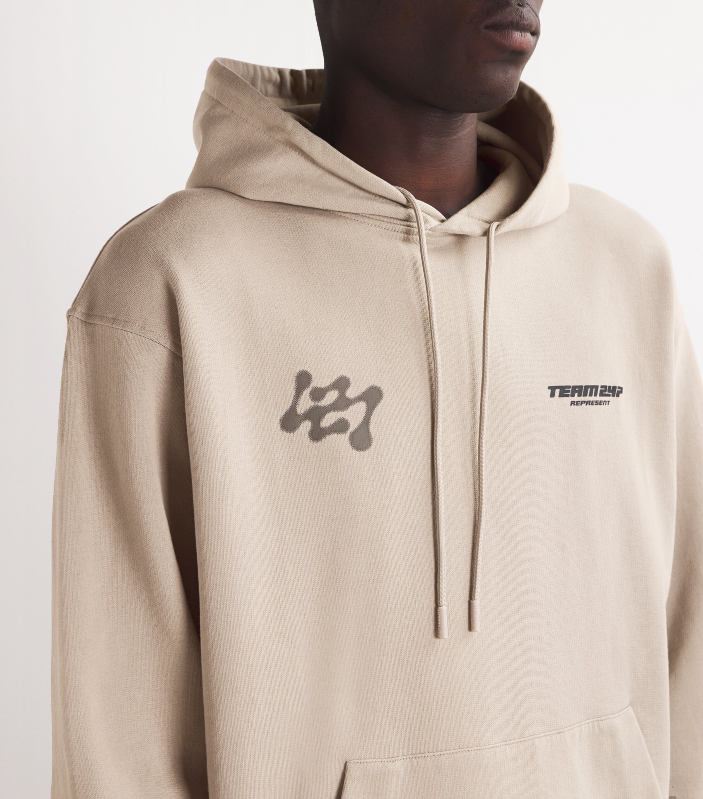 Represent 247 Mens 247 Future Terrains Oversized Hoodie Moonrock Image 4