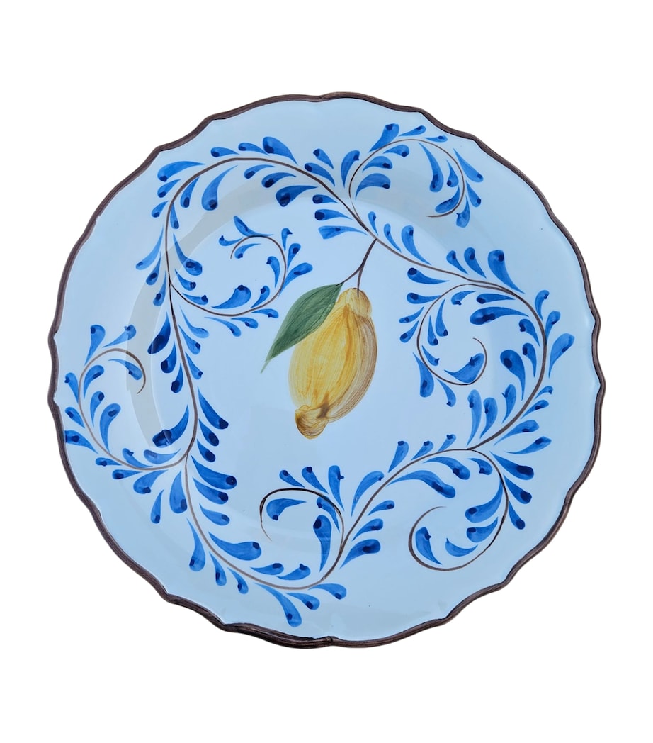 Les-Ottomans Ceramic Positano Lemons Charger Plate (32cm) Blue Image 1