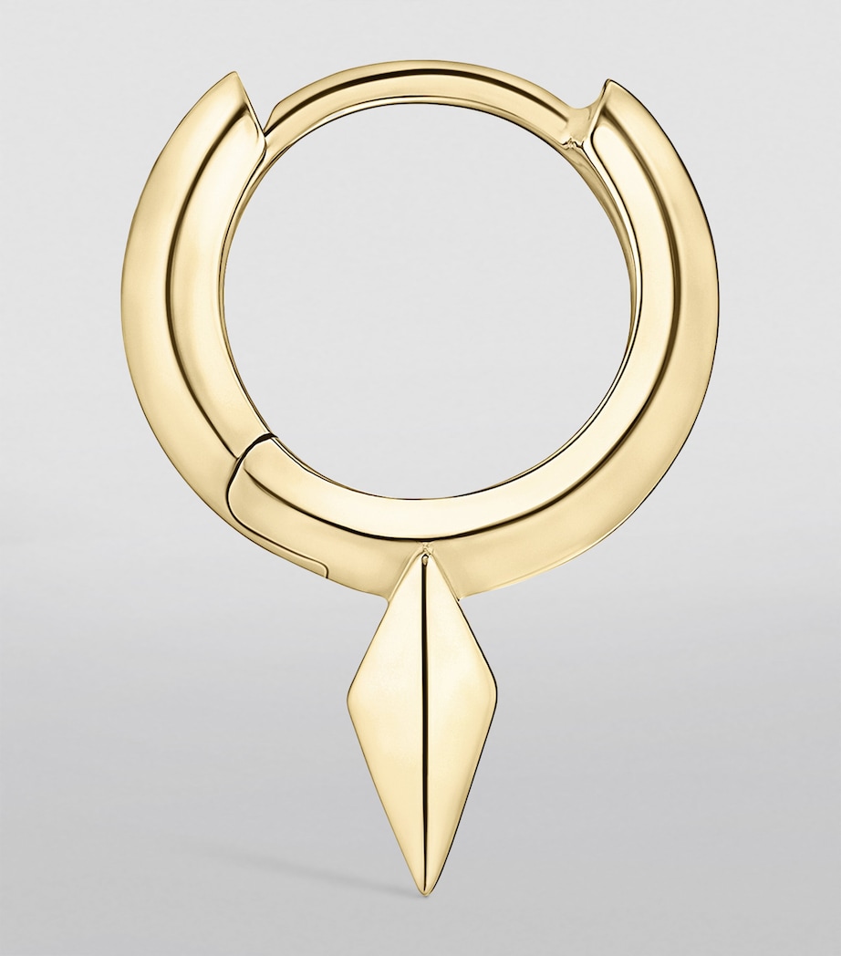 Yellow Gold Faceted Single Short Spike Hoop Earring (6.5mm) YELLOW GOLD Image 2