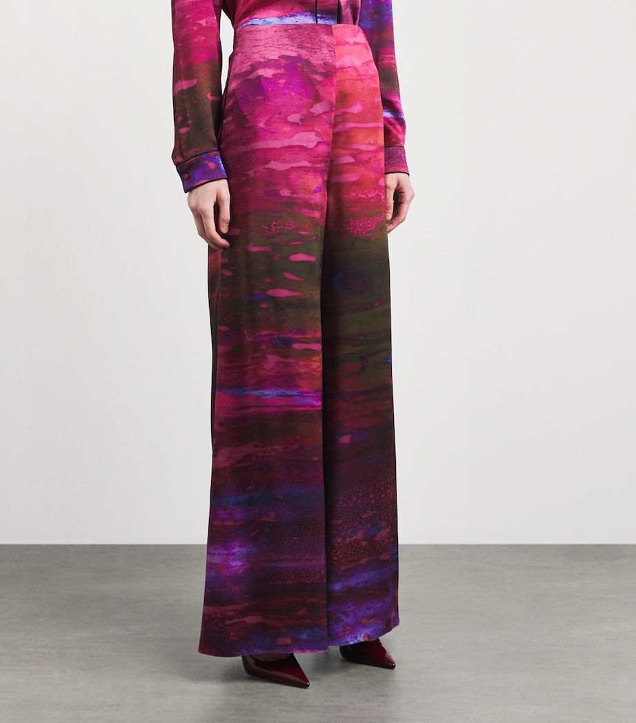 Roksanda Womens Satin Areneau Wide-Leg Trousers Brush Cassis/fushcia Image 4