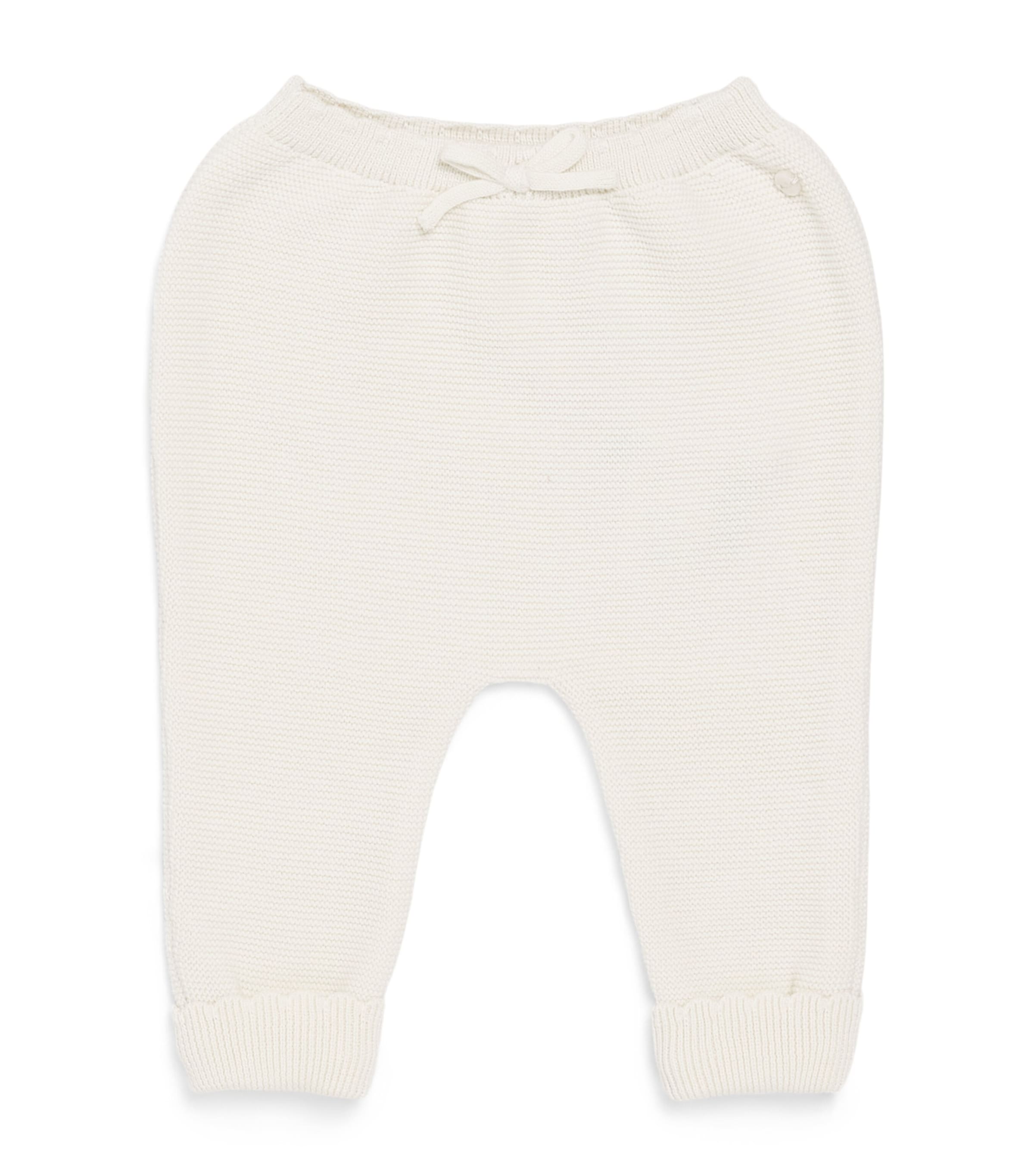 Marie-Chantal Cotton Coen Trousers (3-24 Months) Milky White Image 1