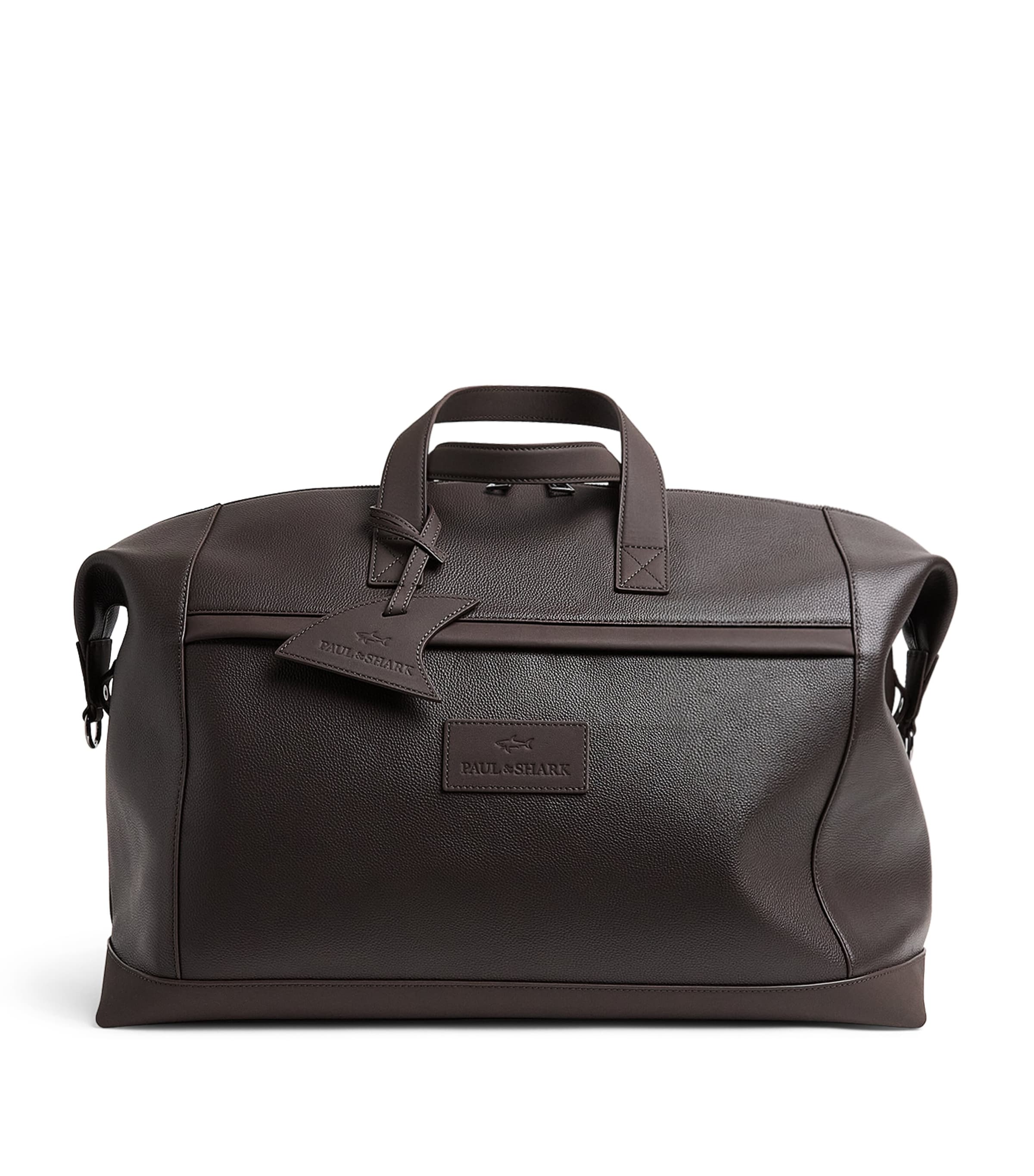 Paul & Shark Leather Logo Holdall Marrone Caffe