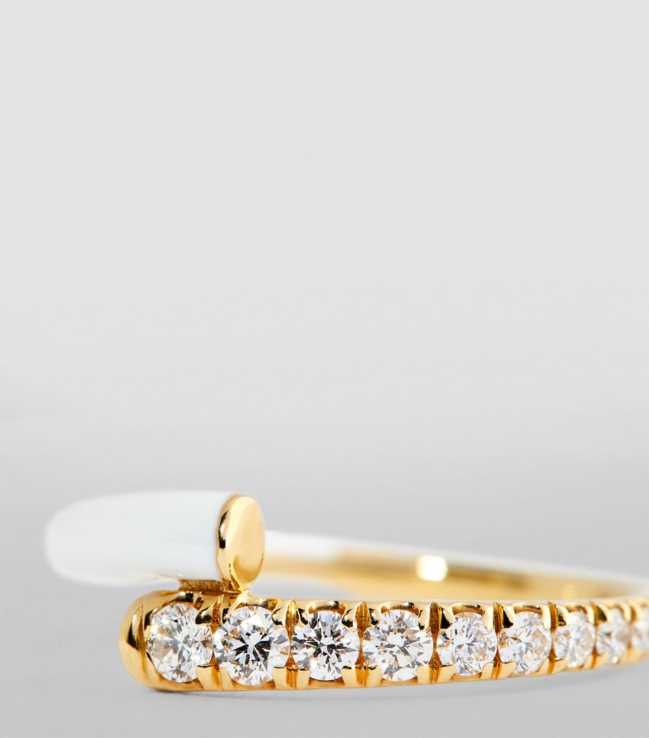 Yellow Gold, Diamond and Enamel Lola Ring WHITE Image 6
