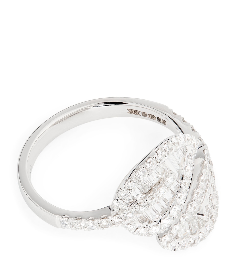 White Gold and Diamond Leaf Ring WHITE GOLD Image 1