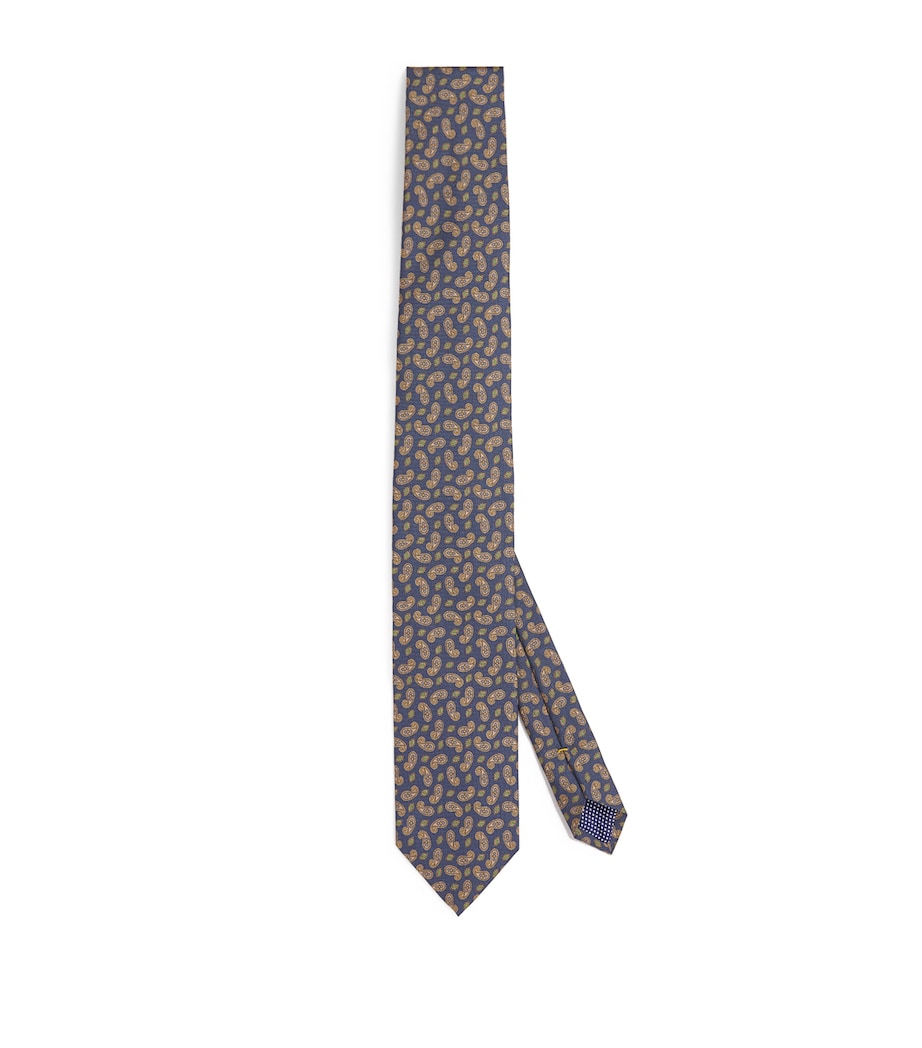 Silk Paisley Tie DARK BLUE Image 1