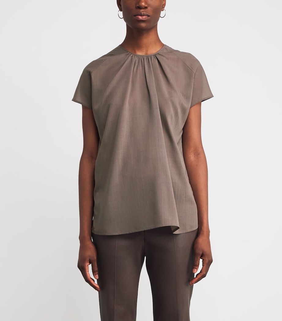 Wool-Blend Broca Blouse MUSHROOM Image 3