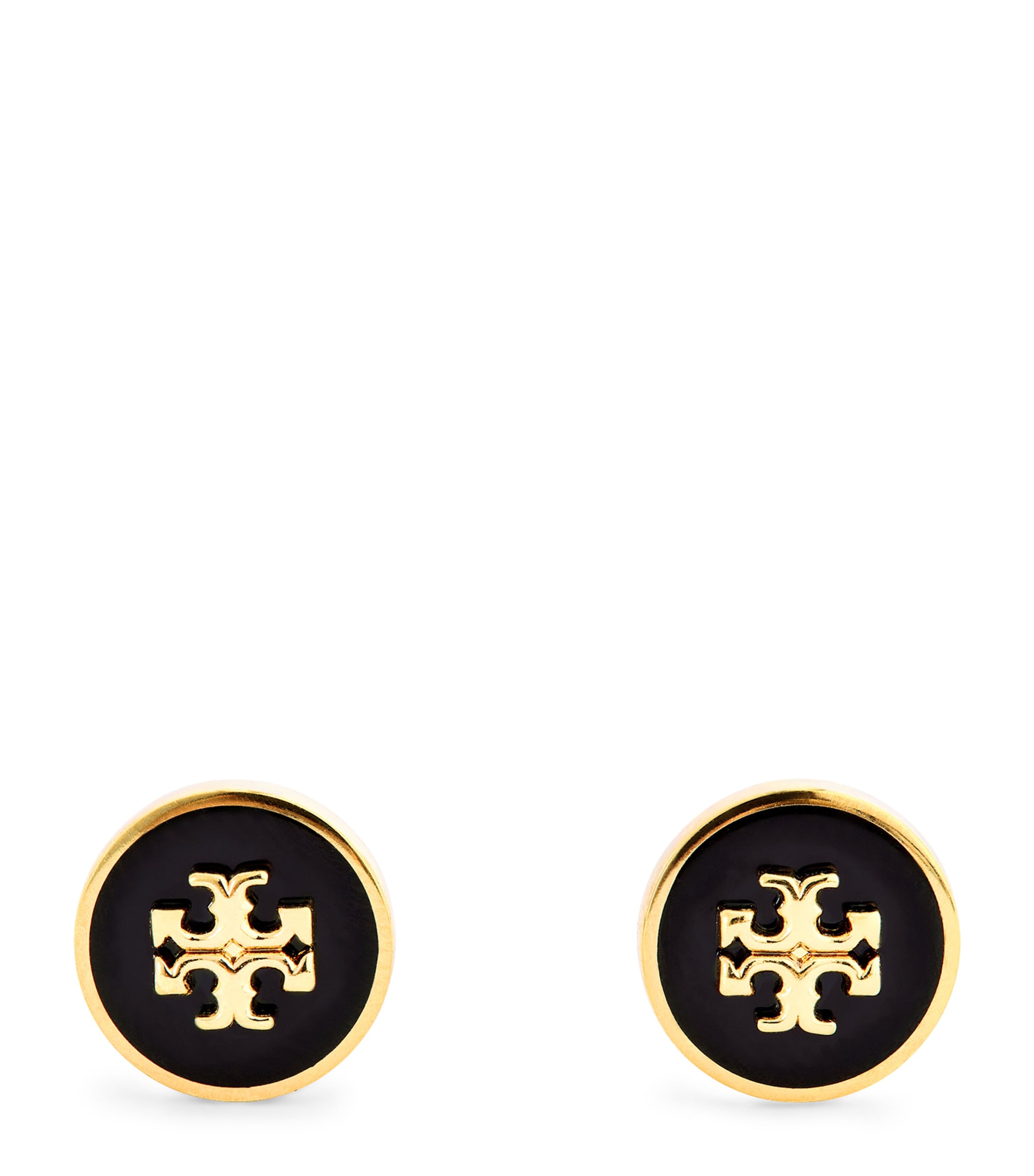 Shop Tory Burch Enamel-trim Kira Circle Studs In Gold