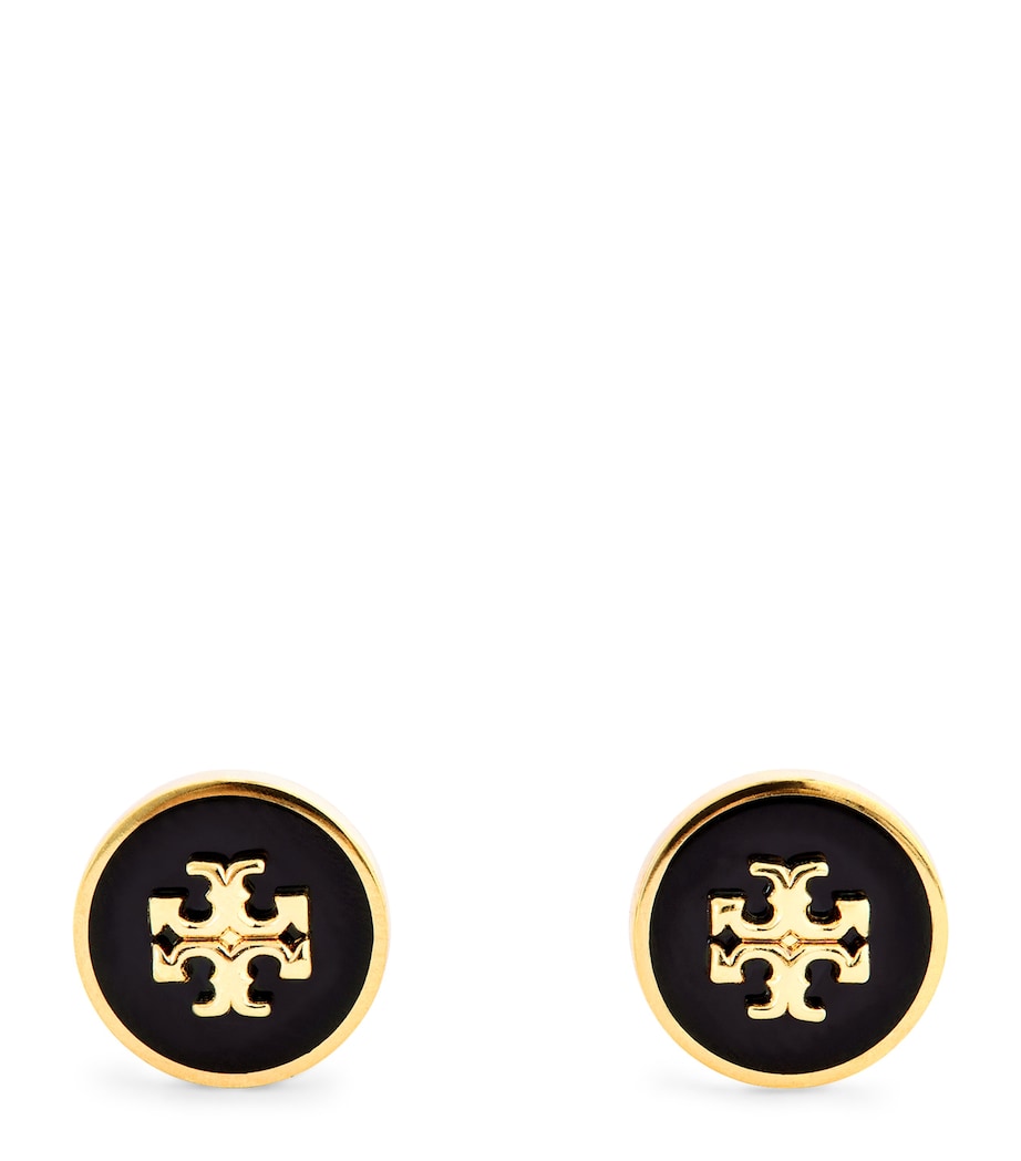 Enamel-Trim Kira Circle Studs TORY GOLD / BLACK Image 1