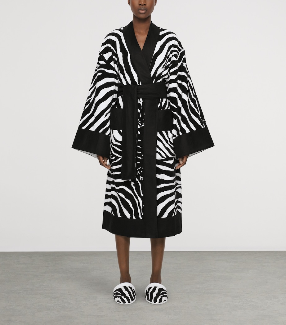 Terry Cotton Zebra Print Robe UZ025 ZEBRA NERO Image 3