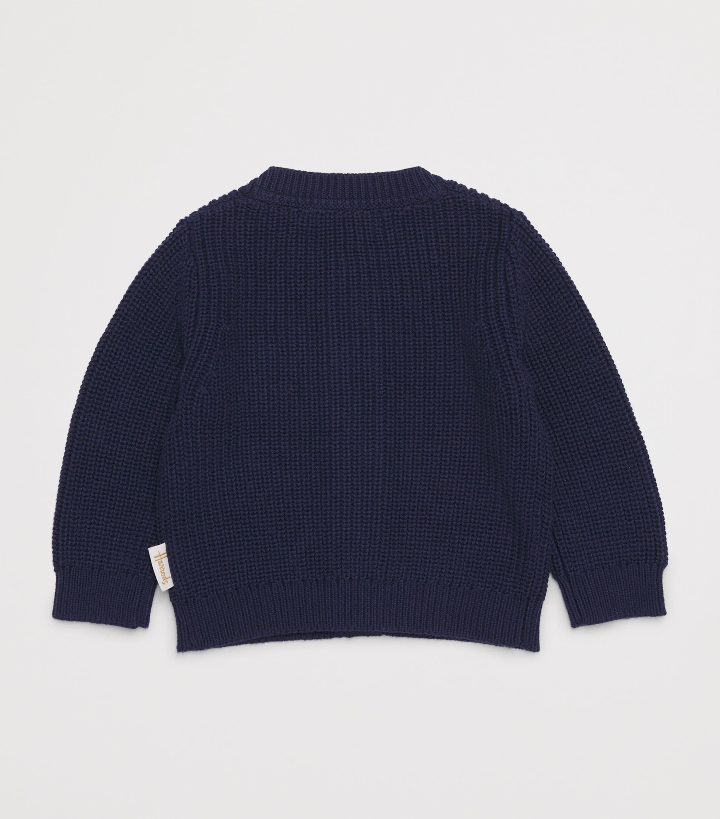 Harrods Cotton Bear Cardigan (0-18 Months) Navy Image 2