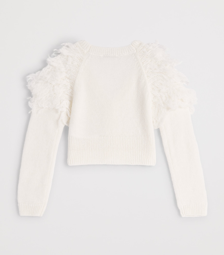 Monnalisa Faux-Fur Fringe Cardigan (4-12 Years) Panna Image 2