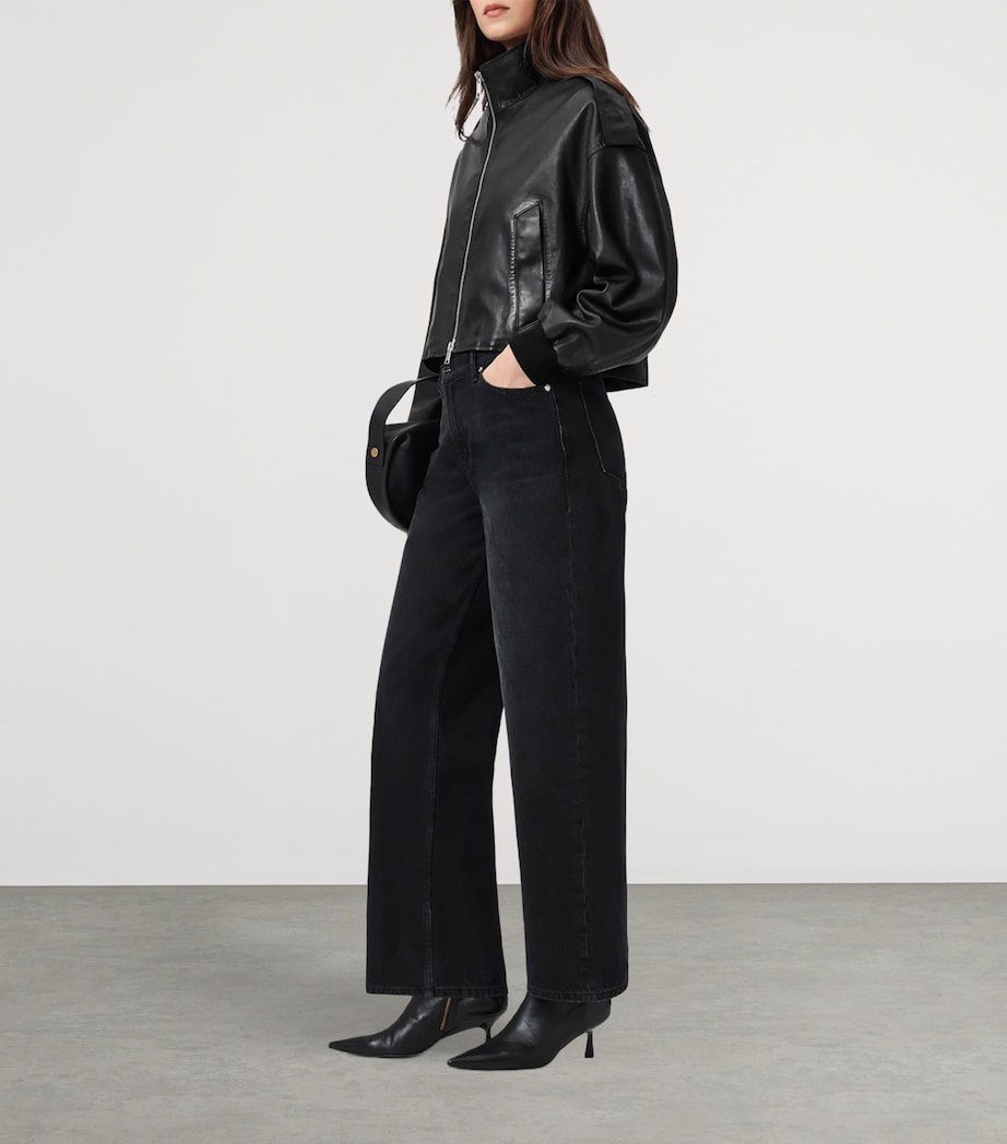 AllSaints Womens Lowden Leather Jacket Black Image 4