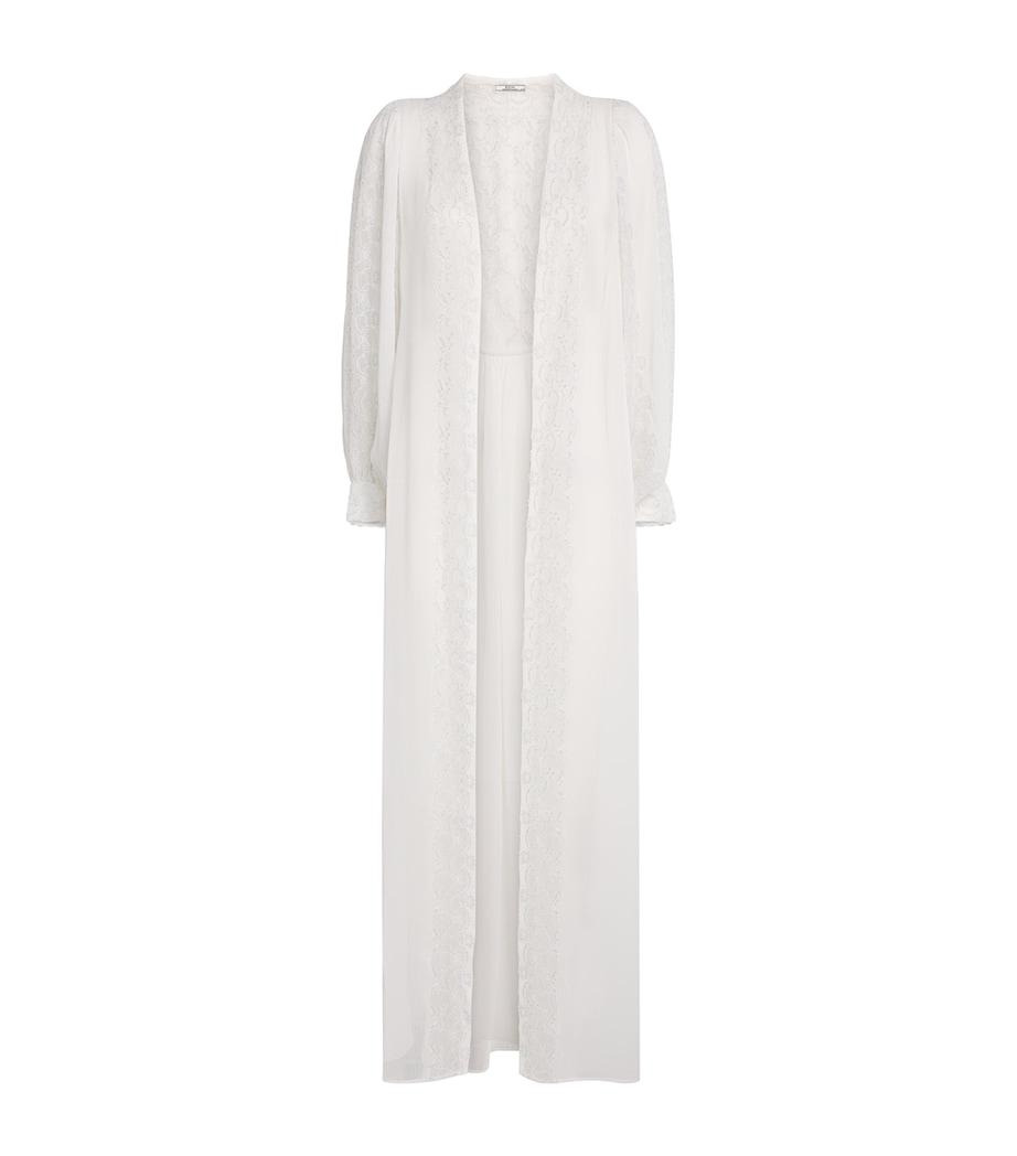 Chiffon Lace-Trim Ora Robe (XS/S) OFF WHITE/SILVE Image 1