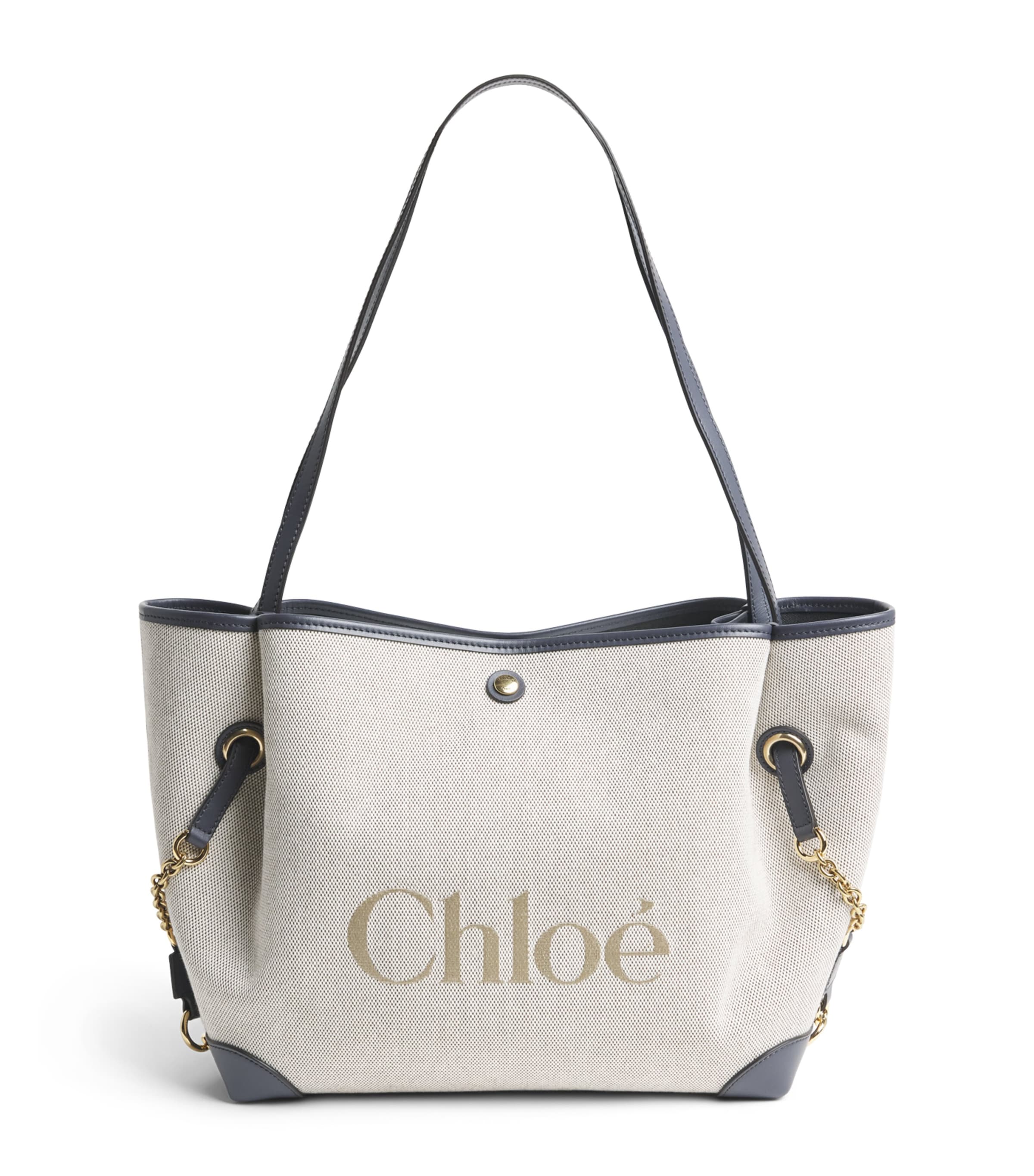 Chloé Canvas Clover Carry Tote Bag Navy Image 1
