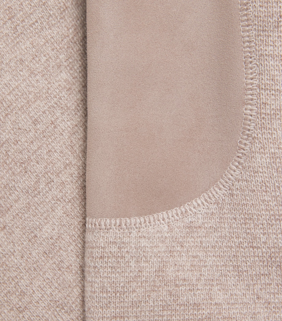 N.Peal Mens Suede-Trim Cashmere Davos Jacket Toasted Sesame Suede Image 6