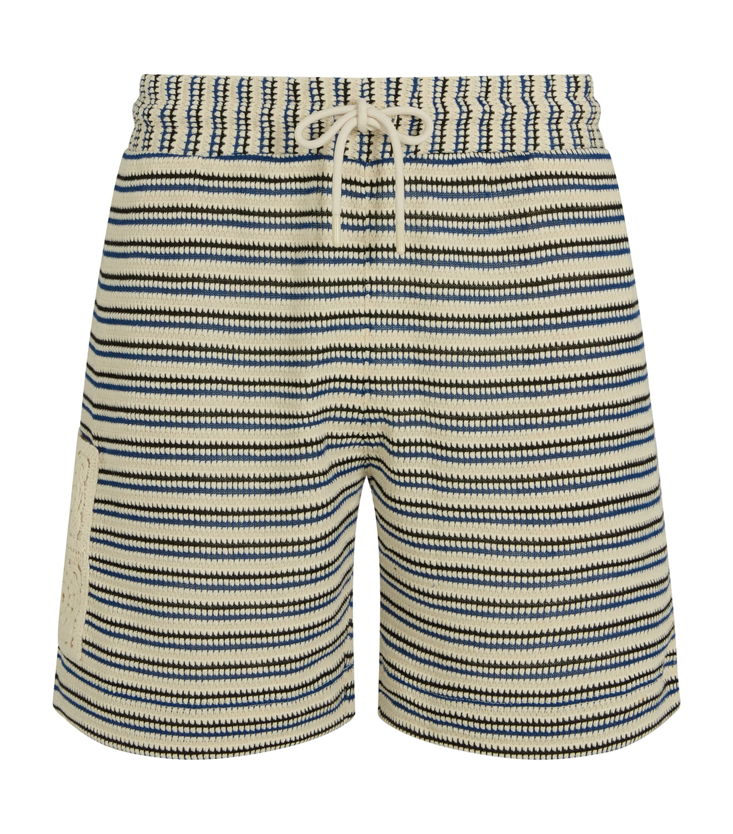 Che Mens Multi Matias Crot-patch Knitted Cotton-blend Shorts Xl In Multi