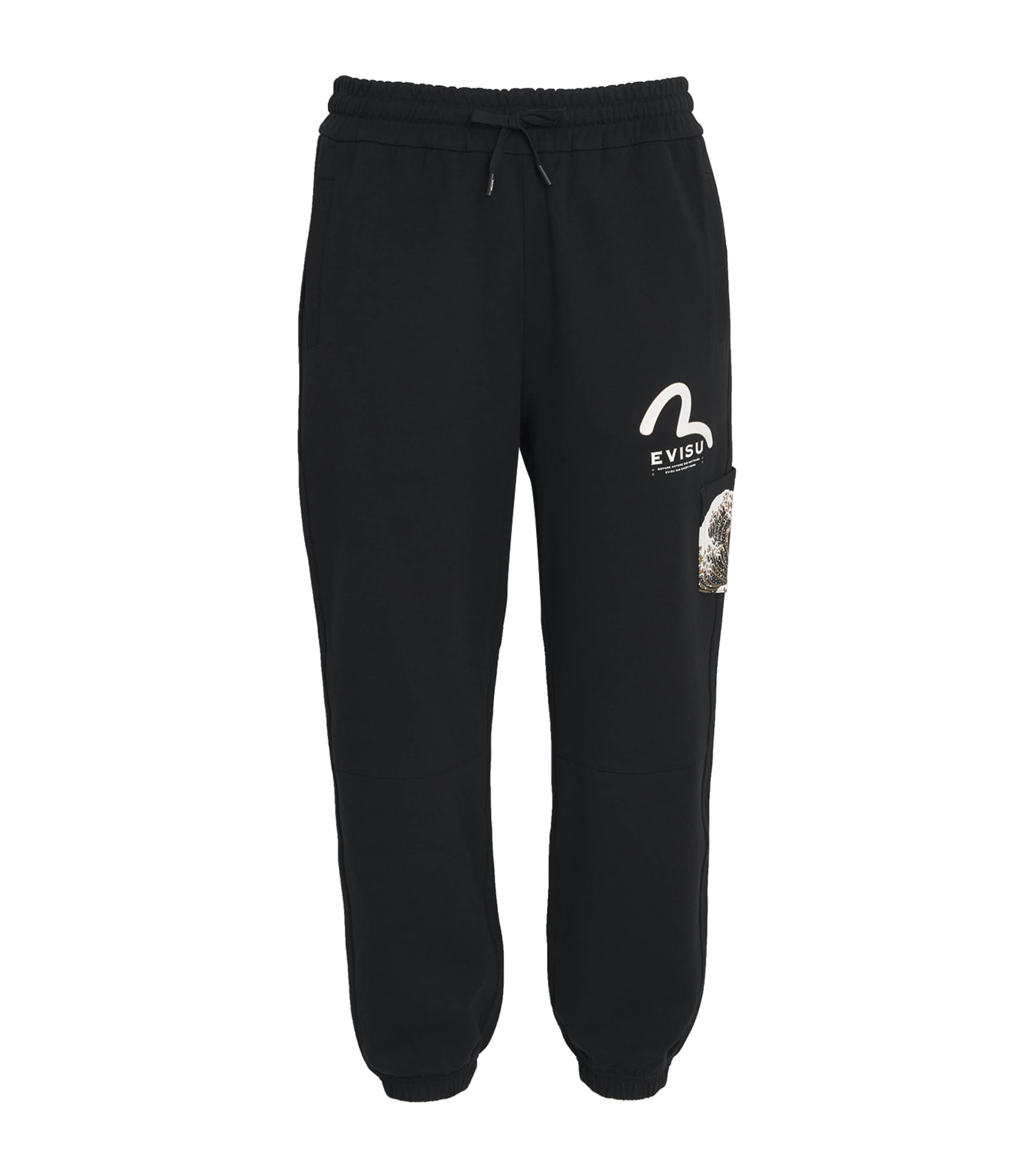 Evisu Cotton-blend Graphic Sweatpants In Black