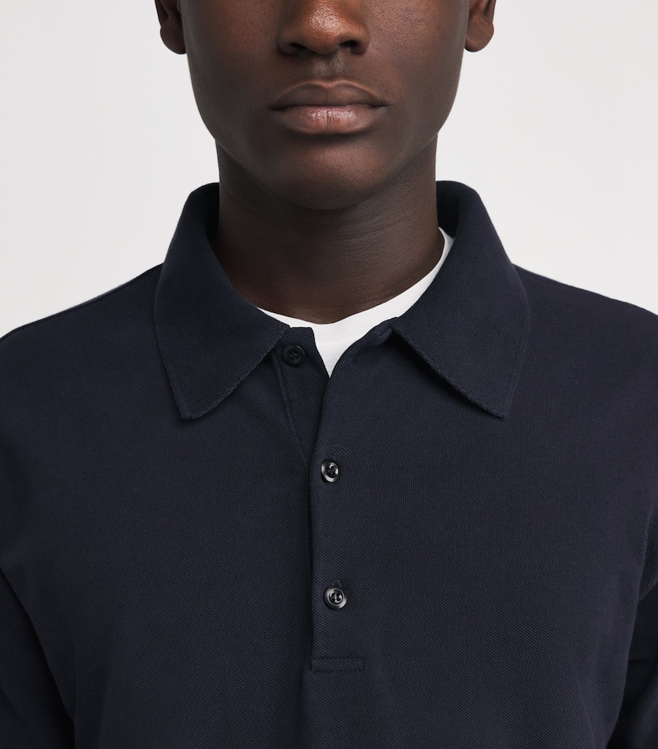 Cotton Piqué Polo Shirt NVY Image 6