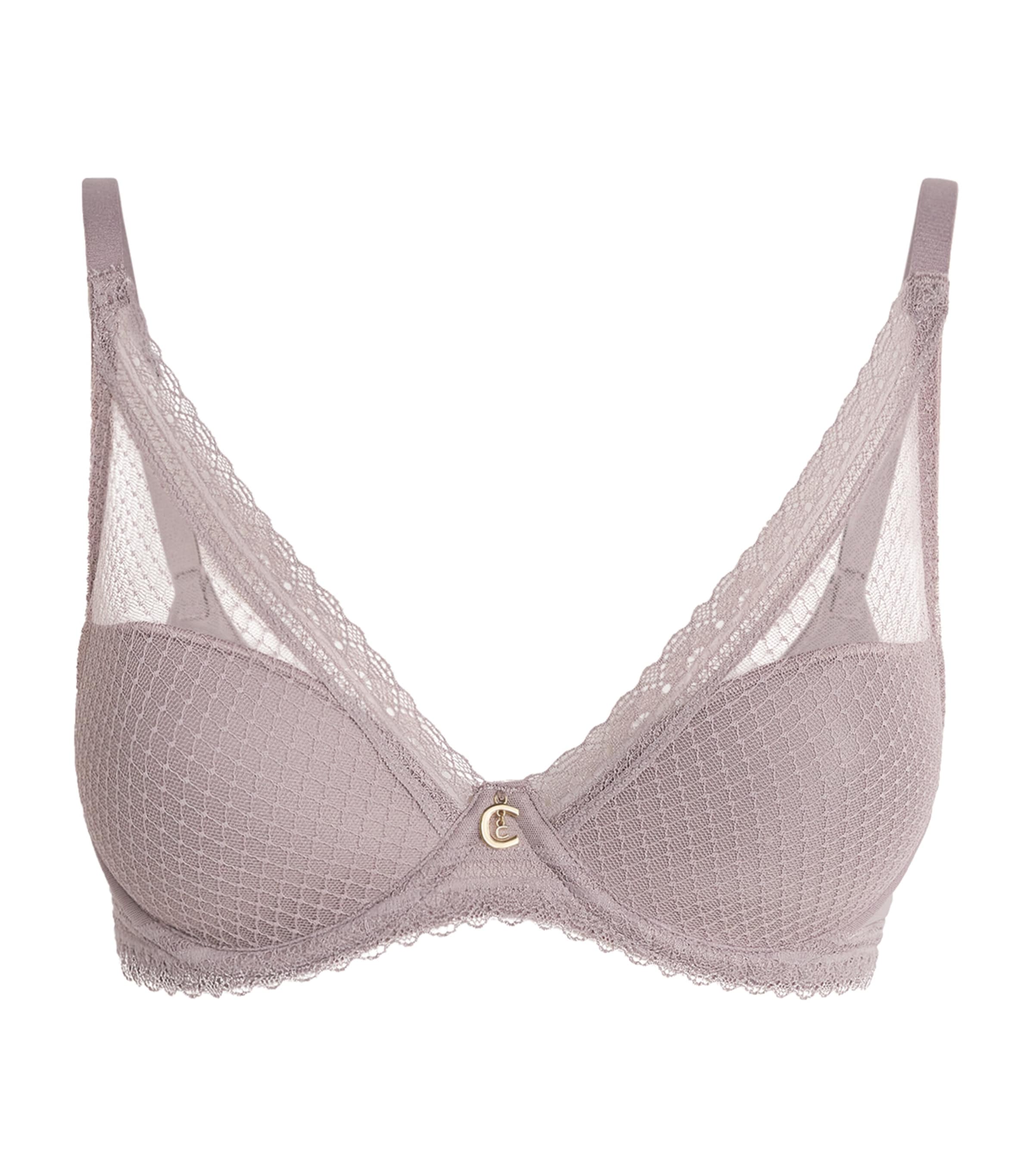 Chantelle Lace Romance Plunge T-shirt Bra In Purple