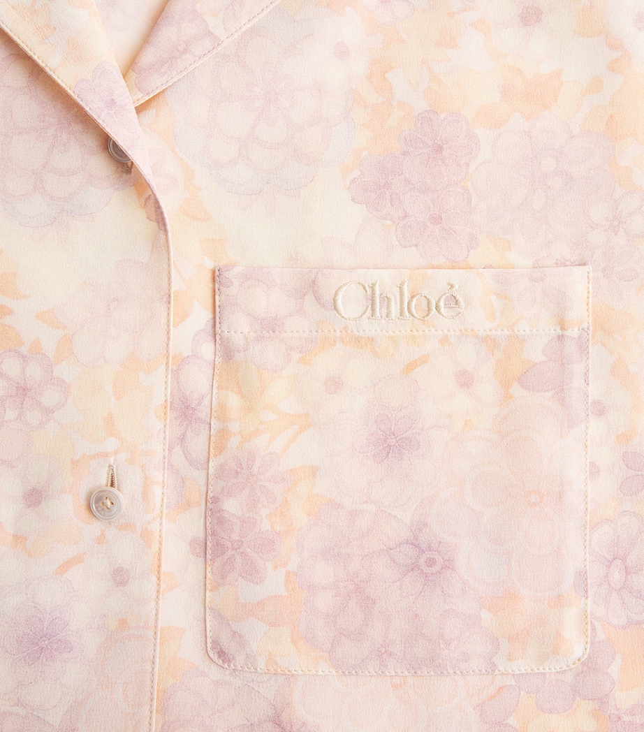 Chloé Womens Silk Floral Print Shirt Multicolor Pink Image 2