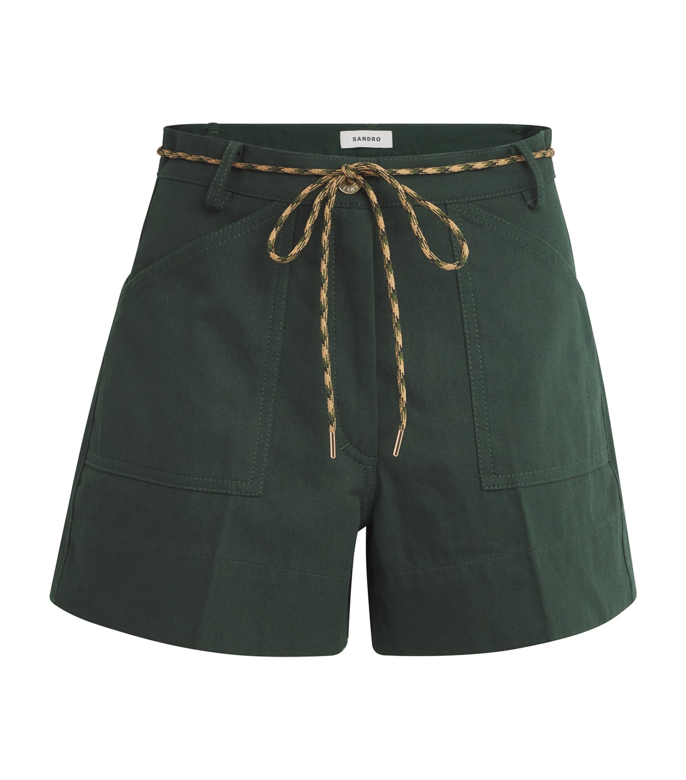 Sandro Cotton Drawstring Shorts In Green
