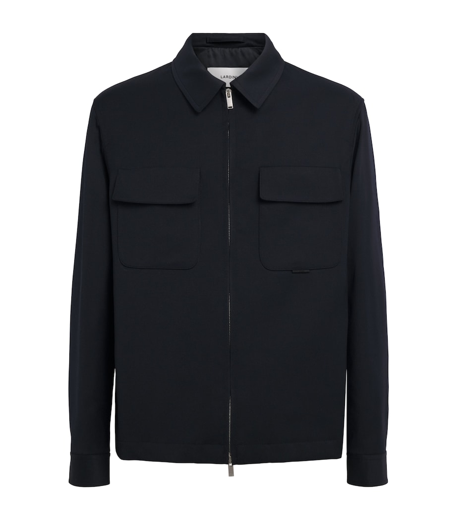 Lardini Mens Cotton 2-Way Zip Jacket Navy Image 1