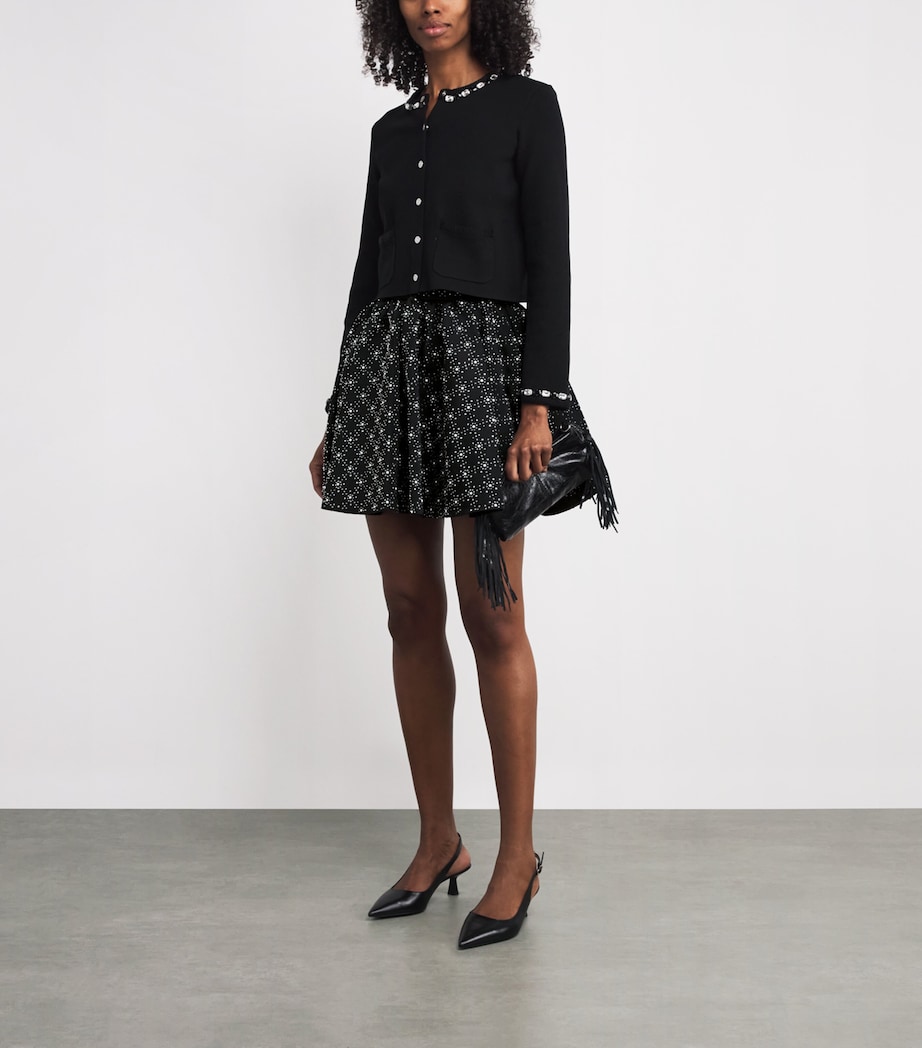 Embellished Mini Skater Skirt BLACK Image 2