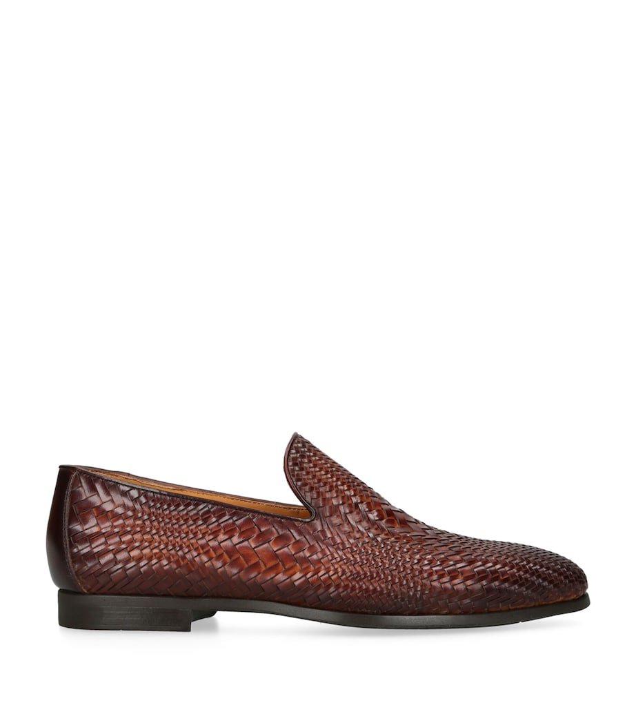 Magnanni Leather Aston Weave Loafers Tan Image 1